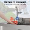 VEVOR Stainless Steel Utility Sink, Free Standing Single Bowl Commercial Kitchen Sink Set w/Workbench